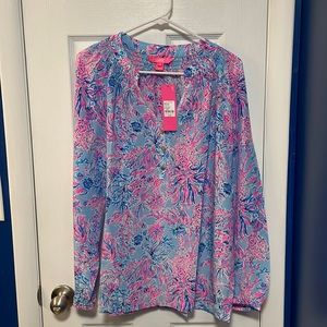 Nwt Lilly Pulitzer Elsa silk top -large